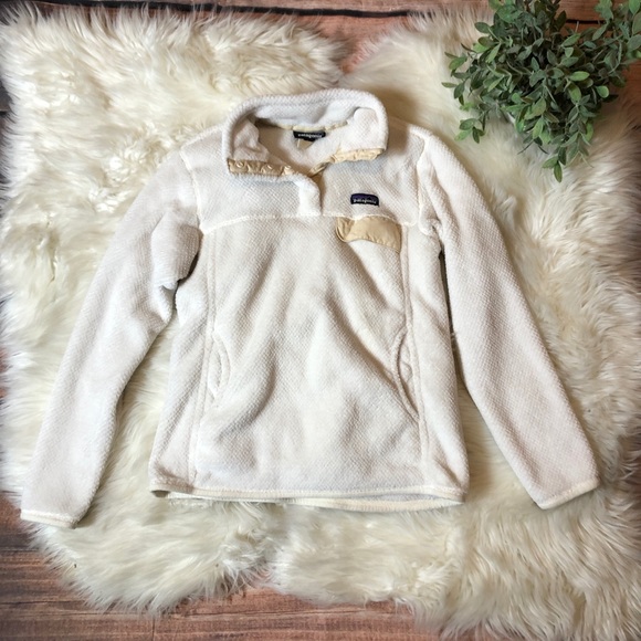 Patagonia Sweaters - Patagonia White Quarter Button Up Fleece